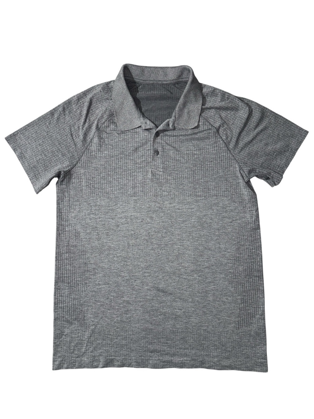 Lululemon mens L Large grey metal vent performance polo shirt EUC